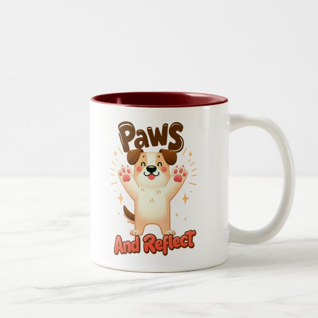 Tassar och reflektera Cute Hund Två-Tonad Mugg (Höger)