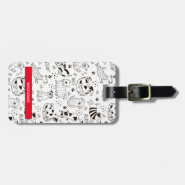 Tassar och utskrifter för personlig, svartvitt bagagebricka