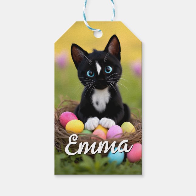 Tassar, pastellis och purris: Felinis Påsk Nest Presentetikett (Framsidan)