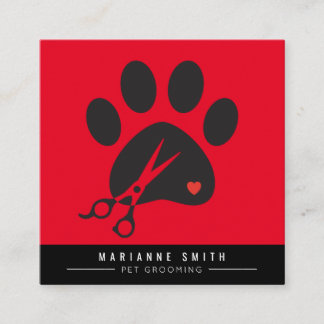 Tassar Pet Grooming Salon Red Fyrkantigt Visitkort