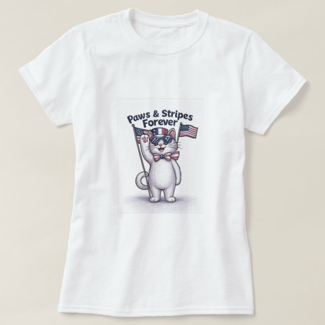 Tassar & Rand Forever - Lustigt patriotiskt katt T Shirt (Design framsida)