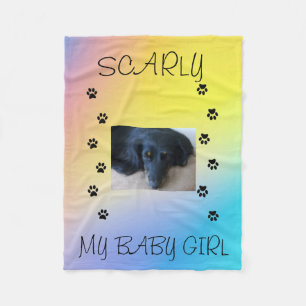 Tassavlor med husdjurets foto och namn Gul, Rosa Fleecefilt