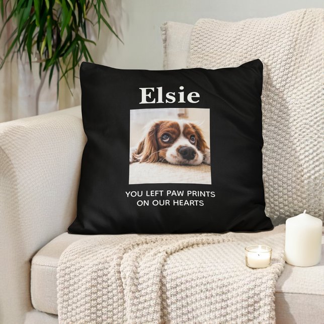 Tassavtryck för minnesminnesstund för Hund Pet Mem Kudde (Pet memorial photo pillow, customizable with your pet's photo and name.)