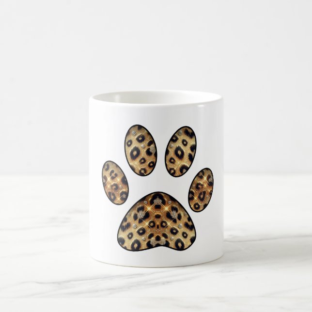 Tassavtryck med guld och svart leopardglitter kaffemugg (Center)