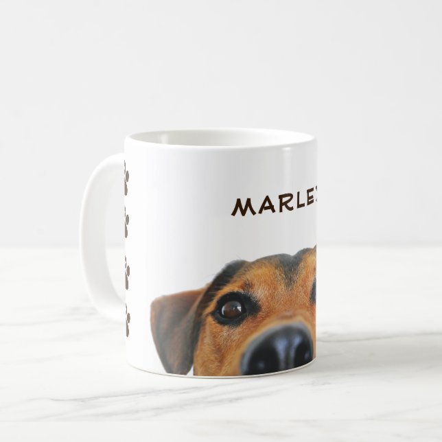 Tassavtryck och Hund Ansikte Kaffemugg (Framsida vänster)