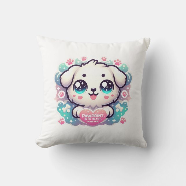 Tassavtryck på mitt hjärta, Forever Kawaii Puppy Kudde (Framsida)