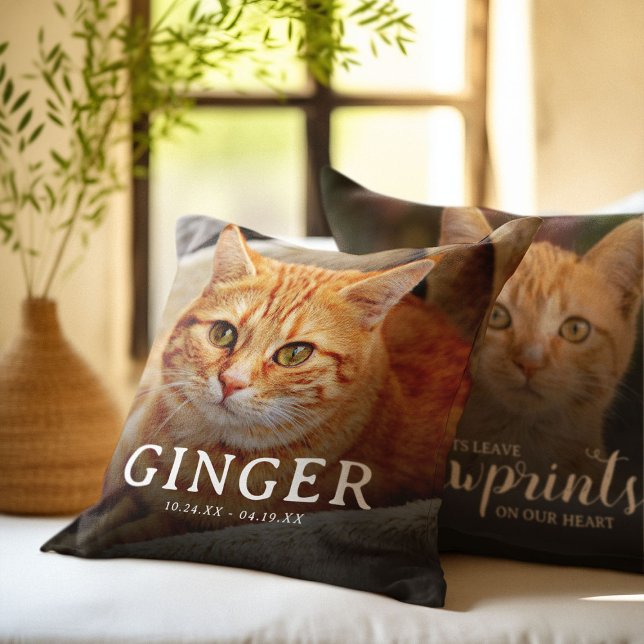 Tassavtryck på vårt Hearts Pet Memorial Cat 2-foto Kudde (Skapare uppladdad)