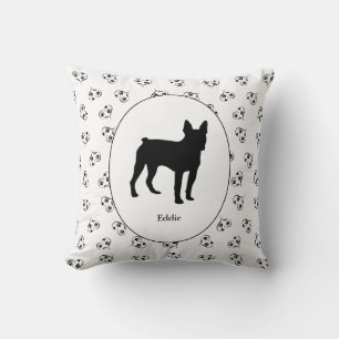 Tassavtrycken Boston Terrier Silhouette Hearts Kudde