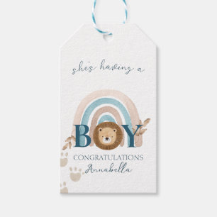 Tassavtrycken Lejona Unge i Cute Boho Pojke Presentetikett