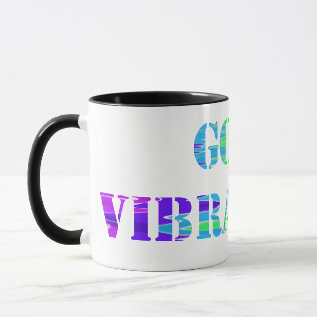 Tasse à café avec inscription GOOD VIBRATIONS Mugg (Vänster)