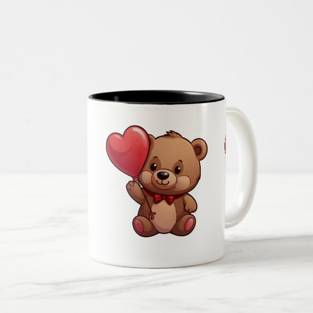 Tasse Amour Ours - Ballon Cœur Två-Tonad Mugg (Framsida höger)