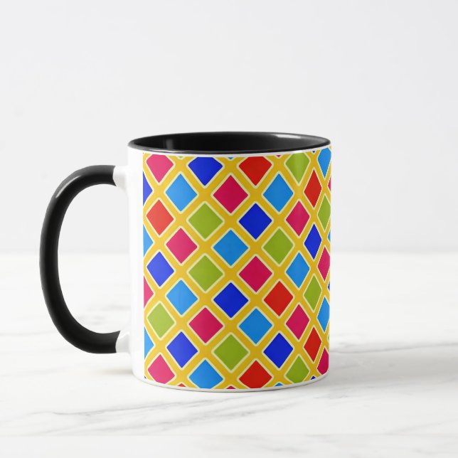 Tasse avec des losanges multicolores mugg (Vänster)