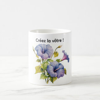 Tasse blanche fleurs gloires du matin mauve kaffemugg