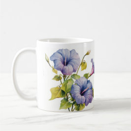 Tasse blanche fleurs gloires du matin mauve kaffemugg