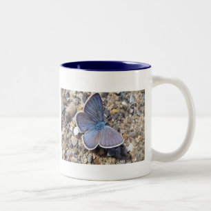 Tasse blauer Schmetterling Två-Tonad Mugg