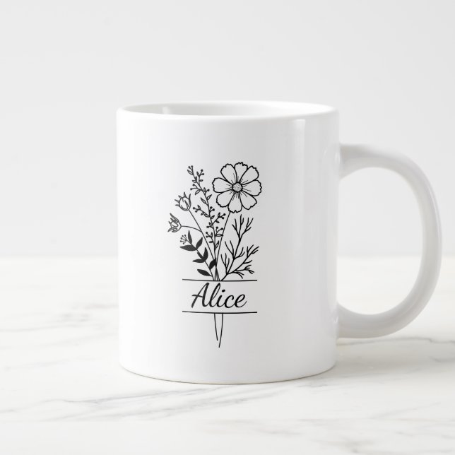 Tasse Bouquet de Fleurs personnalisée prénom Jumbo Mugg (Höger)