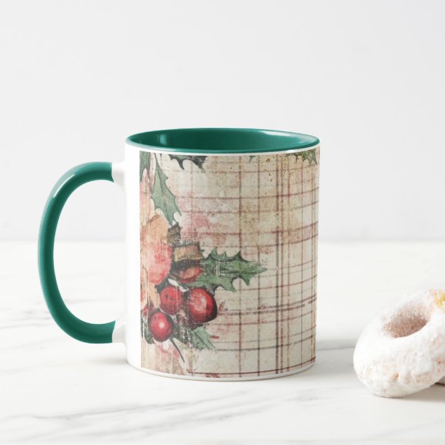 Tasse Christmas Collage Junk Journal Var09 Mugg (Med munk)