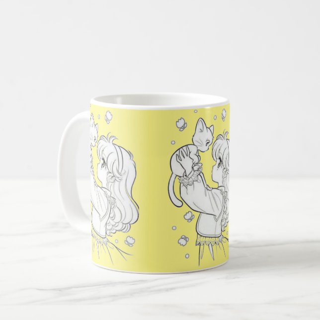 Tasse de fille et chat kaffemugg (Framsida vänster)