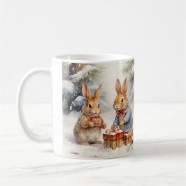 Tasse de Noël illustrée de jolis lapins Kaffemugg