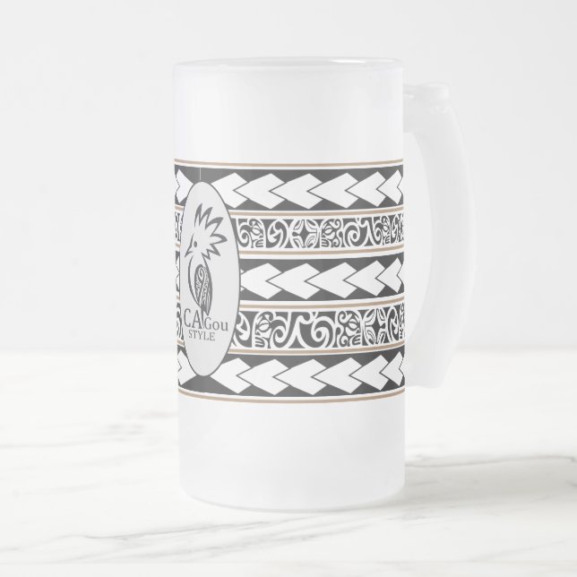 Tasse en verre glacé. Tribal Ethnic/Marron Frostat Ölglas (Framsida höger)