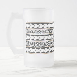 Tasse en verre glacé. Tribal Ethnic/Marron Frostat Ölglas