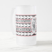 Tasse en verre glacé. Tribal Ethnic/ Rouge