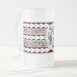 Tasse en verre glacé. Tribal Ethnic/ Rouge Frostat Ölglas
