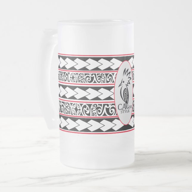Tasse en verre glacé. Tribal Ethnic/ Rouge Frostat Ölglas (Framsida vänster)