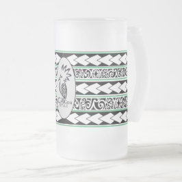 Tasse en verre glacé. Tribal Ethnic/Vert Frostat Ölglas