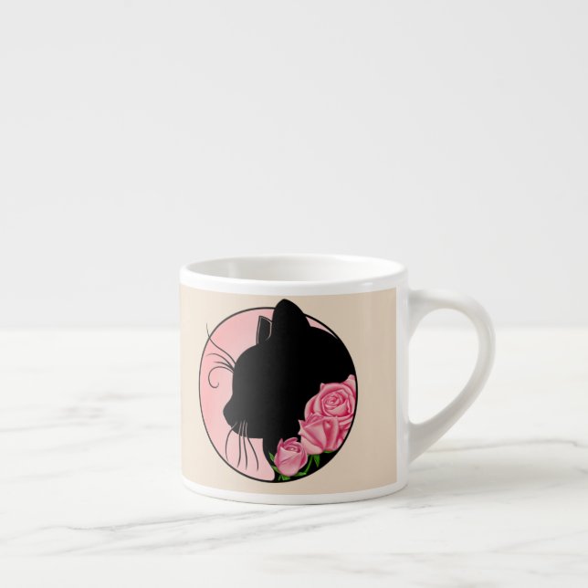 Tasse Expresso Black cat and roses Espressomugg (Höger)
