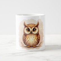 Tasse Hibou Dessin Animé 🦉 – Grand Oeil Expressif
