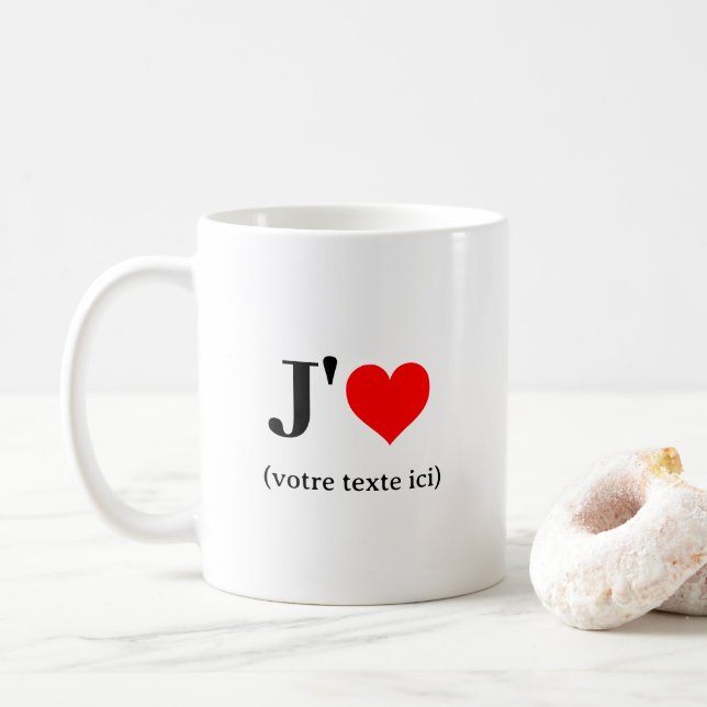 Tasse J'aime (votre texte ici) Kaffemugg (Med munk)