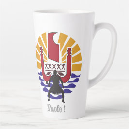 ☕Tasse Latte Drapeau Polynésien "café ! Taofe !"