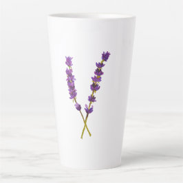 Tasse latte fleur lavande aquarelle