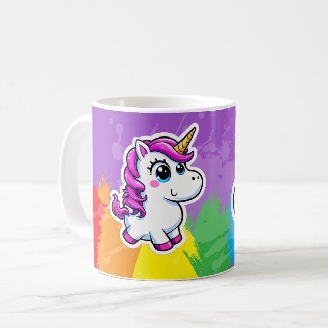 Tasse Licorne cartoon arc en ciel  Kaffemugg (Framsida vänster)