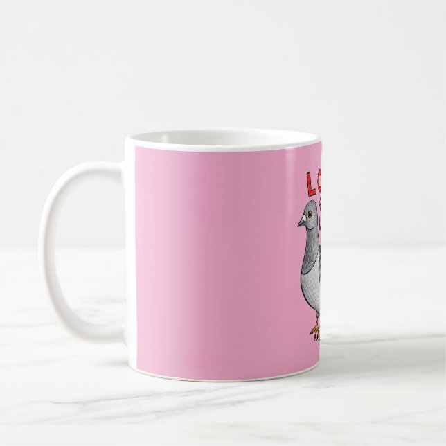 Tasse „Love for the Underdogs“ – Stadttauben-Motiv Kaffemugg (Vänster)