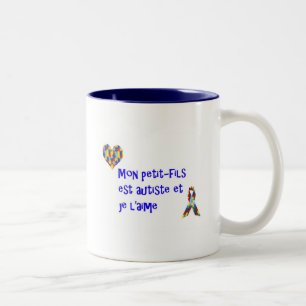 Tasse Måndag petit-fils est autiste et jel'aime Två-Tonad Mugg