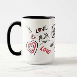Tasse motifs graffitis cœurs love mugg