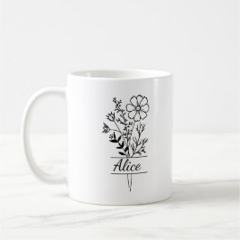 Tasse personnalisée Prénom et fleurs Kaffemugg