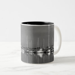 tasse photo noir et blanc, bateaux Två-Tonad mugg