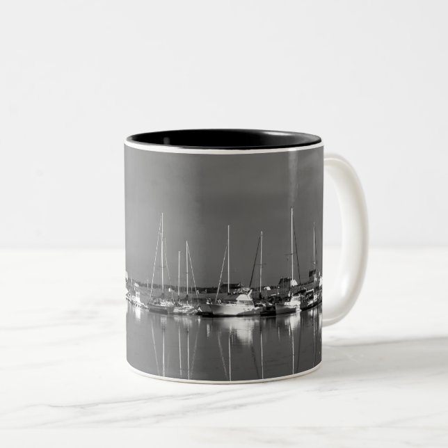 tasse photo noir et blanc, bateaux Två-Tonad mugg (Framsida höger)