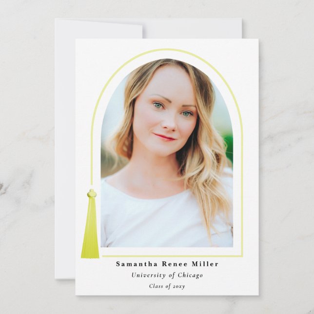 Tassel Arch Modern Minimum 2 Photo Studenten Inbjudningar (Framsida)