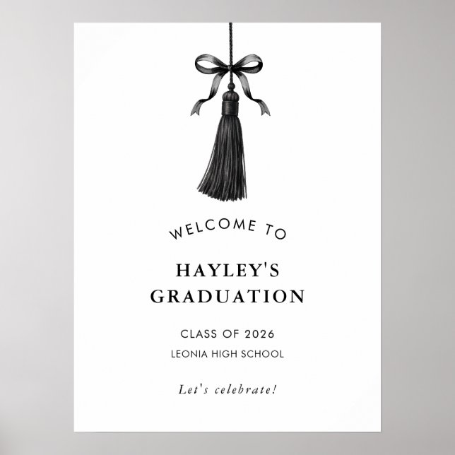 Tassel Black Bow Graduation Party Welcome Poster (Framsidan)
