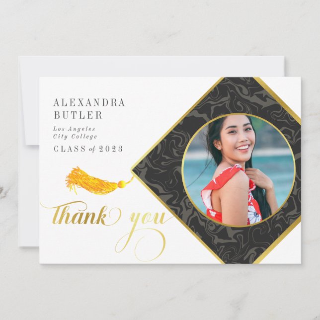 Tassel Class of 2023 Studenten Script Tack Inbjudningar (Framsida)