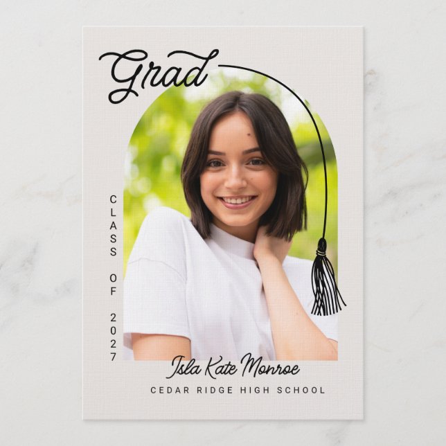 Tassel Grad Announcement with Photo Inbjudningar (Framsida)