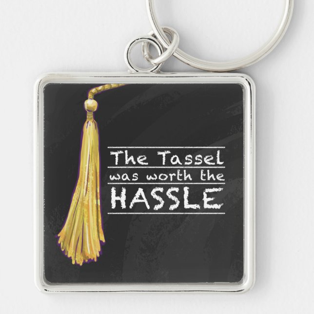 Tassel Hassle Silver Fyrkantig Silverfärgad Nyckelring (Framsidan)