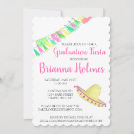 Tassel Papel Picado Rosa Grönt Fiesta Studenten Inbjudningar