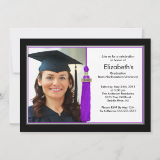 Tassel Photo Studenten inbjudan Black & Lila