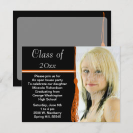 Tassel Photo Studentfest Orange och Black Inbjudningar