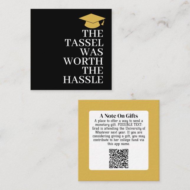 Tassel var värd Hassle - Grad Gift QR-koden Tilläggskort (Fram/baksida)